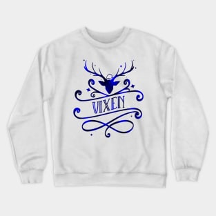 Vixen Christmas Blue Tartan Pattern Reindeer Head Crewneck Sweatshirt